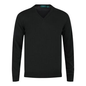 Slowear Zanone V-Neck Wool Blend Sweater Black Mens
